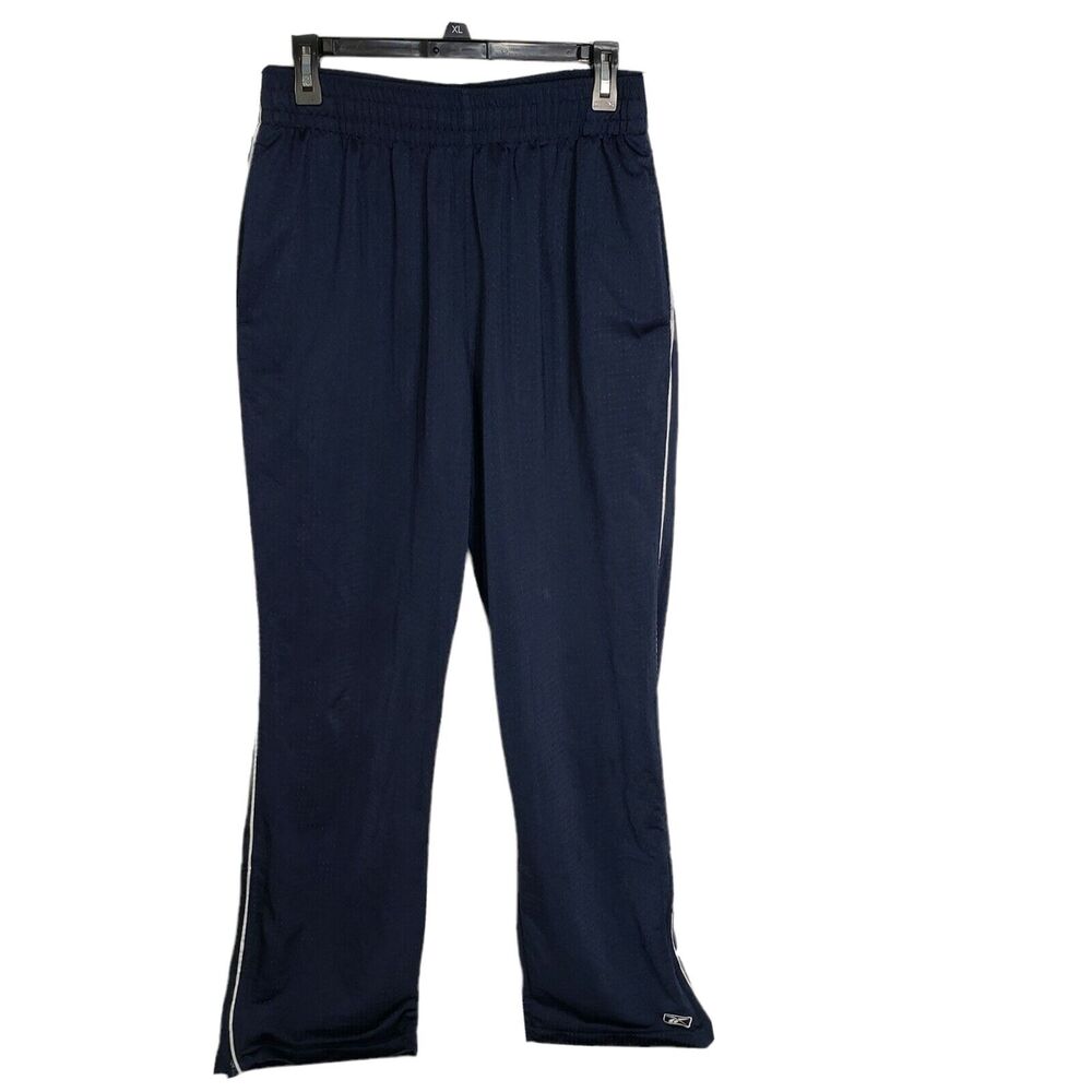 Vintage Reebok Athletic Pants Mens Large Ankle Zip Training Blue Drawstring